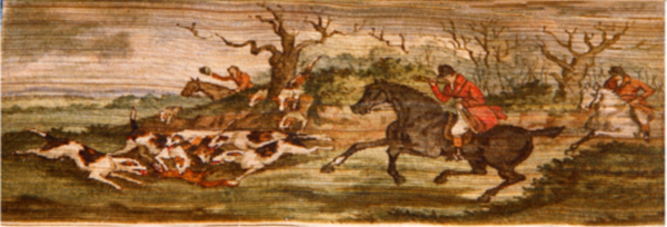 馬に乗った猟師と猟犬の狐狩り2